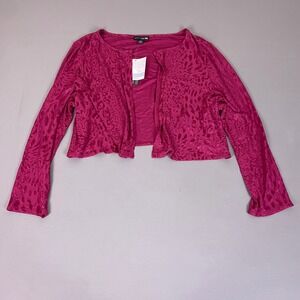 Antthony Original Cardigan Womens XL Cropped Magenta Pink Animal Print Shrug NWT